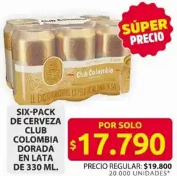 Ara Six-pack de cerveza club colombia dorada en lata oferta