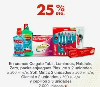 Metro En crema dental colgate total, luminous, naturals, zero, packs enjuagues plax ice oferta