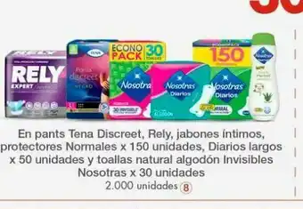 Metro En pants tena discreet, rely, jabones intimos, protectores normales oferta