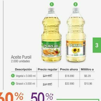 Jumbo Aceite vegetal puroil oferta