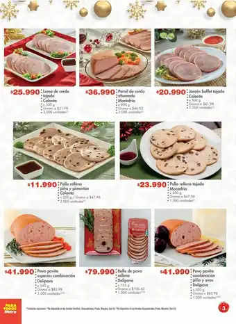 Metro Pollo relleno oferta