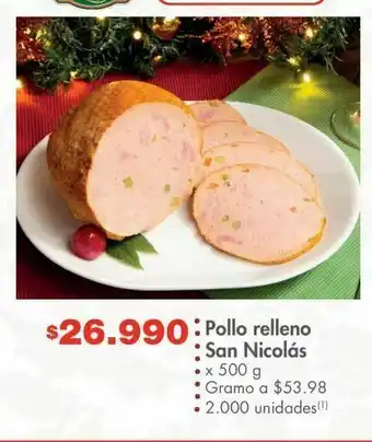 Metro Pollo relleno san nicolás 500g oferta