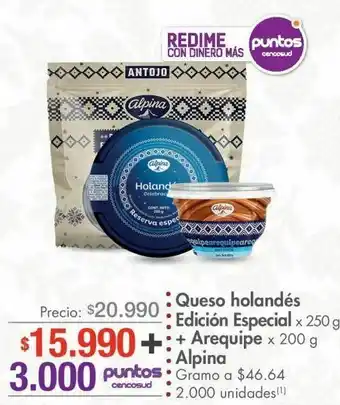 Metro Queso holandés edición especial alpina + arequipe oferta