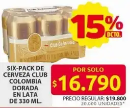 Ara Six-pack de cerveza club colombia dorada en lata oferta