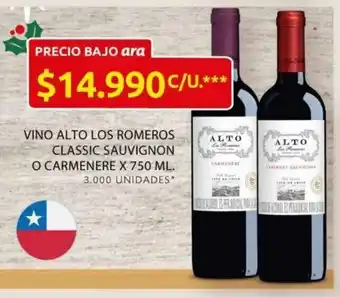 Ara Vino Alto Los Romeros Classic Sauvignon o Carmenere x 750 ML oferta