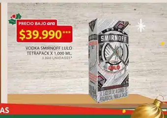 Ara Vodka Smirnoff Lulo Tetrapack x 1000 ML oferta