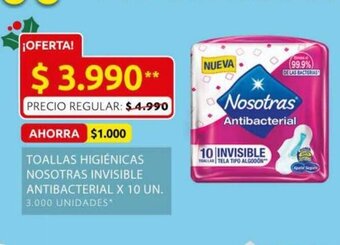 Ara Toallas Higienicas Nosotras Invisible Antibacterial x 10 UN oferta