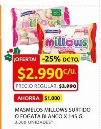Ara Masmelos Millows Surtido o Fogata Blanco x 145 G oferta