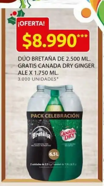 Ara Duo Bretaña de 2500 ML Gratis Canada Dry Ginger Ale x 1750 ML oferta