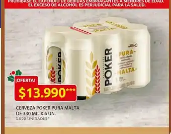 Ara Cerveza Poker Pura Malta de 330 ML x 6 UN oferta