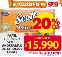 Ara Scott papel higiénico ahorramax oferta