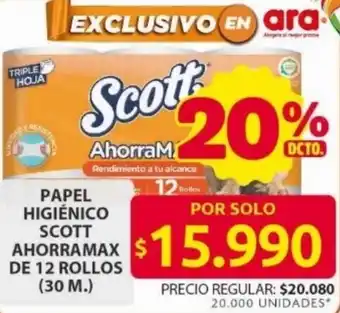 Ara Scott papel higiénico ahorramax oferta
