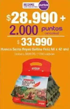 Jumbo Gallina feliz AA huevos santa reyes oferta