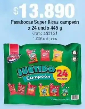 Jumbo Surtido pasabocas super ricas campeón oferta