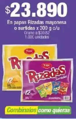 Jumbo Rizadas en papas mayonesa o surtidas oferta