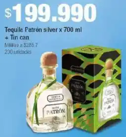 Jumbo Patrón tequila silver + tin can oferta