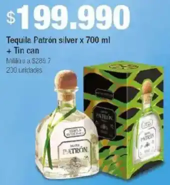 Jumbo Patrón tequila silver + tin can oferta