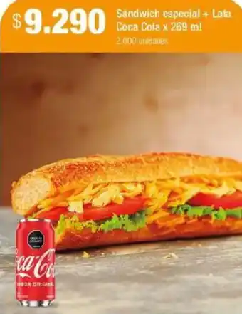 Jumbo Sándwich especial + Lata Coca Cola oferta
