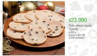 Jumbo Pollo relleno tajado colanta x 500 g oferta