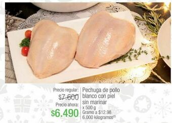 Jumbo Pechuga de pollo blanco con piel sin marinar x 500 g oferta