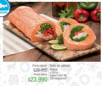 Jumbo Rollo de salmón fresco x 500 g oferta