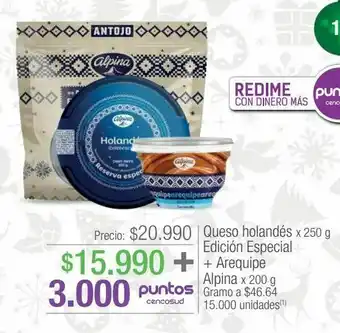 Jumbo Queso holandés x 250 g edición especial + arequipe alpina x 200 g oferta