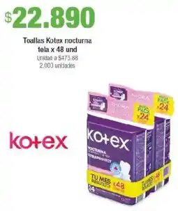 Jumbo Kotex toallas nocturna tela oferta