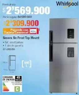 Jumbo Whirlpool nevera no frost top mount oferta