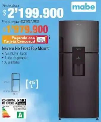 Jumbo Mabe nevera no frost top mount oferta