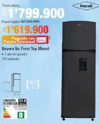 Jumbo Haceb nevera no frost top mount oferta