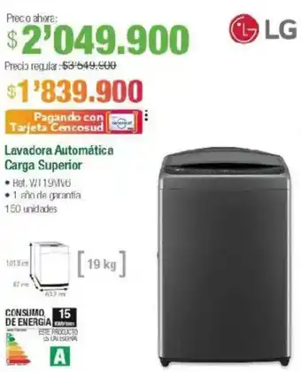 Jumbo LG lavadora automática carga superior oferta