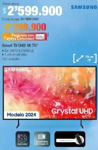 Jumbo Samsung smart tv uhd 4k 70' oferta