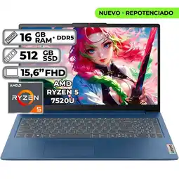 Falabella PORTÁTIL SLIM 3 15AMN8 AMD RYZEN 5 7520U 16GB RAM 512GB SSD 15.6 FHD ABYSS BLUE oferta