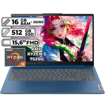 Falabella PORTÁTIL SLIM 3 15AMN8 AMD RYZEN 5 7520U 16GB RAM 512GB SSD 15.6 FHD ABYSS BLUE oferta