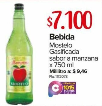 Super Inter Bebida Mostelo Gasificada Sabor a Manzana 750ml oferta