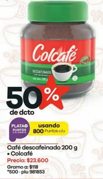 Éxito Café Descafeinado Colcafé 200g oferta