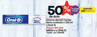 Éxito Crema Dental Menta Boca Cuidada Oral-B 120ml oferta
