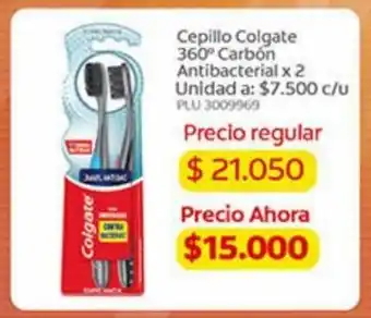 Éxito Cepillo Colgate 360° Carbon Antibacterial x 2 oferta