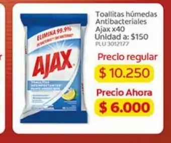Éxito Toallitas Humedas Antibacteriales Ajax x 40 oferta