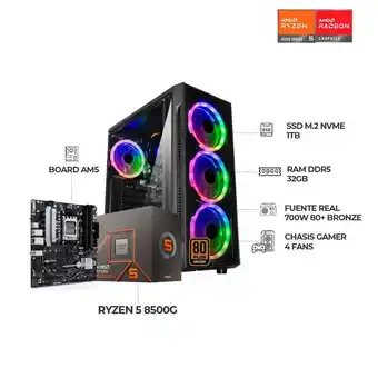 Falabella PC GAMER RYZEN 5 8500G - BOARD A620 - SSD 1TB - 32GB RAM DDR5 - Chasis 4FANS oferta