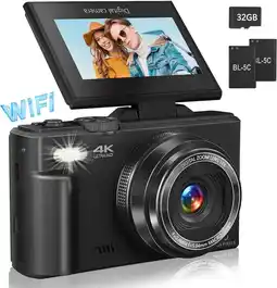 Falabella Cámara digital 4K para YouTube de 3 pulgadas zoom digital 18X vlogging oferta