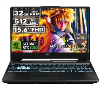 Falabella PORTÁTIL GAMER RYZEN 5 7535HS 32GB RAM 512GB SSD RTX 3050 4GB 15,6 FHD BLACK oferta