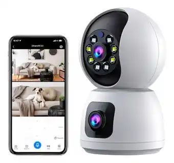 Falabella Camara Ip Wifi Doble Lente 360 Interior Sirenas Alarma oferta