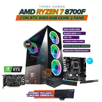 Falabella TORRE GAMER RYZEN 7 8700F - RTX 3050 6GB - 32GB DDR5 - SSD 1TB oferta