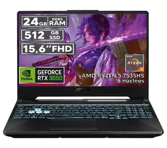 Falabella PORTÁTIL GAMER RYZEN 5 7535HS 24GB RAM 512GB SSD RTX 3050 4GB 15,6 FHD BLACK oferta