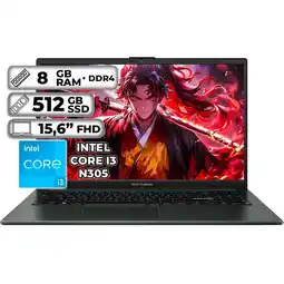 Falabella PORTÁTIL INTEL CORE I3-N305 8GB RAM 512GB SSD PANTALLA 15.6” FHD MIXED BLACK oferta