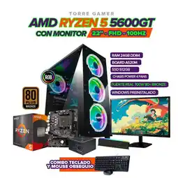 Falabella PC RYZEN 5 5600GT / RAM 24GB / 512GB SSD / BOARD A520 / MONITOR 22 / 700W 80+ oferta