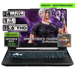 Falabella PORTÁTIL GAMER RYZEN 5 7535HS 24GB RAM 1TB SSD RTX 3050 4GB 15,6 FHD BLACK oferta