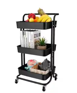 Falabella Estante Organizador Almacenamiento Carrito Ruedas Cocina negro oferta