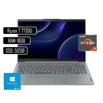 Falabella Portatil SLIM 3 AMD Ryzen 7 7730U - Ram 16GB - SSD 512GB PANT 15.6´´ - RJ45 - GRIS oferta